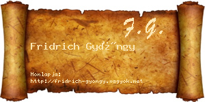 Fridrich Gyöngy névjegykártya
